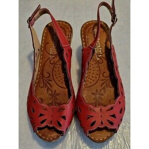 Patrizia by Spring Step D - Malidace Red Comfort Wedge Slingback Sandals EU 38